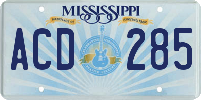 MS license plate ACD285