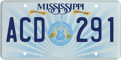 MS license plate ACD291