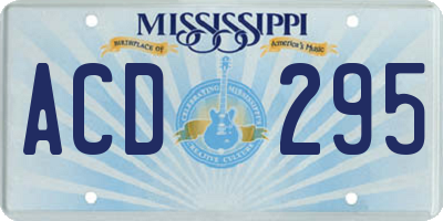 MS license plate ACD295