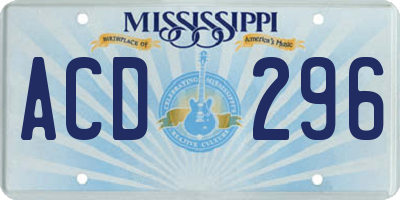 MS license plate ACD296