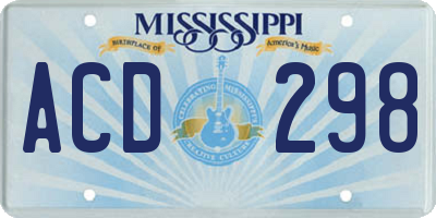 MS license plate ACD298