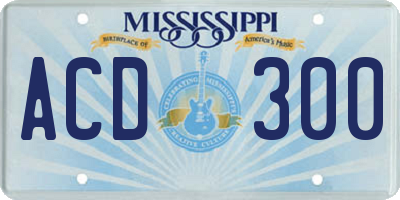 MS license plate ACD300