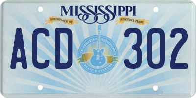 MS license plate ACD302