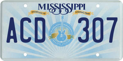 MS license plate ACD307