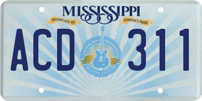 MS license plate ACD311