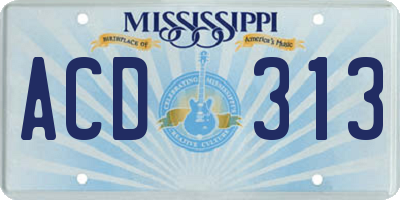 MS license plate ACD313
