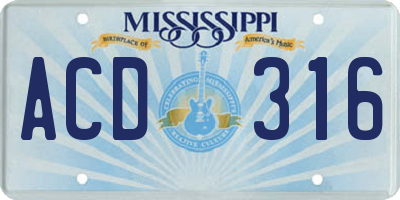 MS license plate ACD316