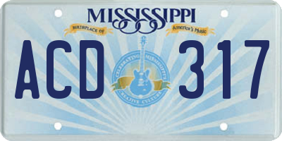 MS license plate ACD317