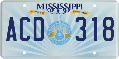 MS license plate ACD318