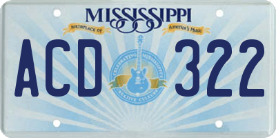 MS license plate ACD322
