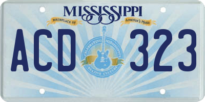 MS license plate ACD323