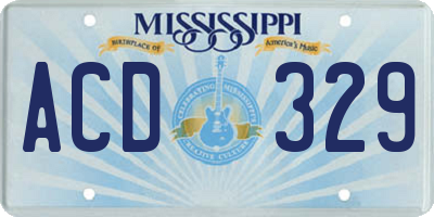 MS license plate ACD329