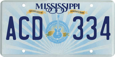 MS license plate ACD334