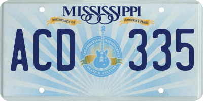 MS license plate ACD335