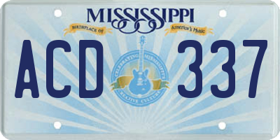 MS license plate ACD337