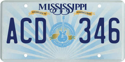 MS license plate ACD346