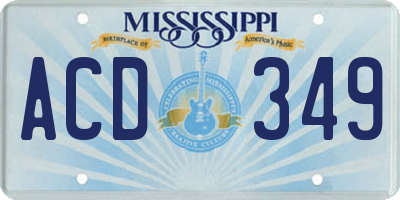 MS license plate ACD349
