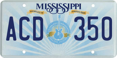 MS license plate ACD350