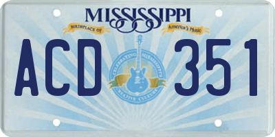 MS license plate ACD351