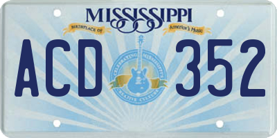 MS license plate ACD352
