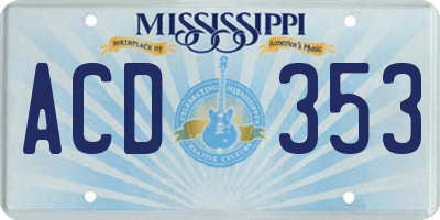 MS license plate ACD353