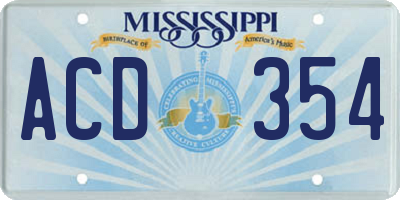 MS license plate ACD354