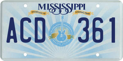 MS license plate ACD361