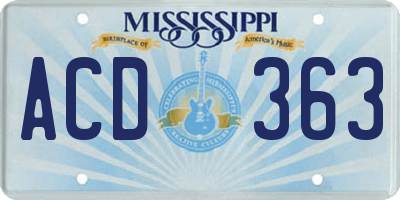 MS license plate ACD363