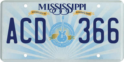 MS license plate ACD366