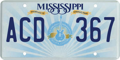 MS license plate ACD367