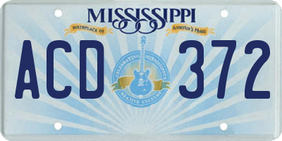 MS license plate ACD372