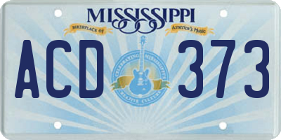MS license plate ACD373