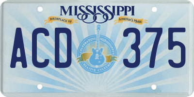 MS license plate ACD375