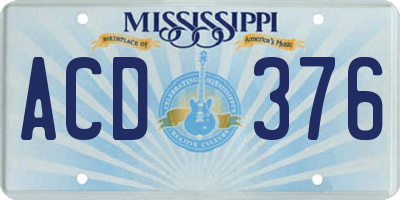 MS license plate ACD376