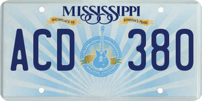 MS license plate ACD380