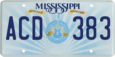 MS license plate ACD383