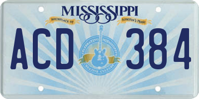 MS license plate ACD384