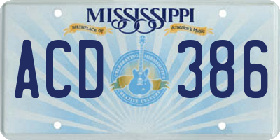 MS license plate ACD386