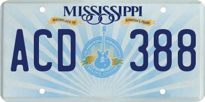 MS license plate ACD388