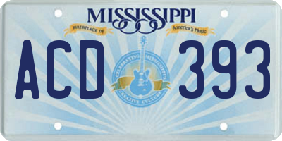 MS license plate ACD393