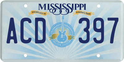 MS license plate ACD397