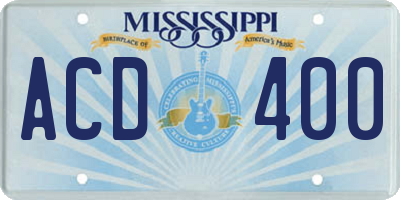 MS license plate ACD400