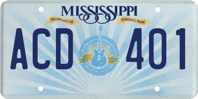 MS license plate ACD401