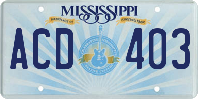 MS license plate ACD403