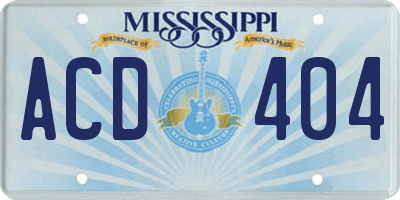 MS license plate ACD404