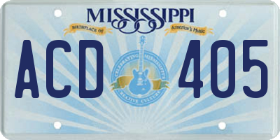 MS license plate ACD405