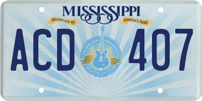 MS license plate ACD407