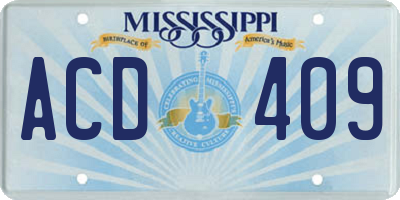 MS license plate ACD409
