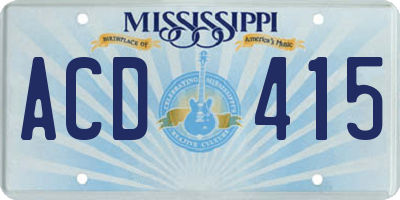 MS license plate ACD415