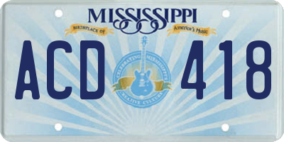 MS license plate ACD418